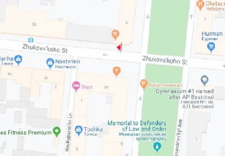 Citylight B in Odessa, 1.8x1.2  Zukovs'kogo st., 38 V scheme