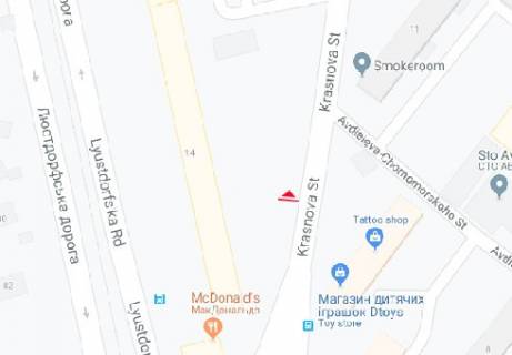 Billboard A in Odessa, 3x6  Краснова вул., 11б навпроти scheme
