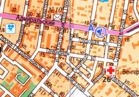 Citylight A in Odessa, 1.8x1.2  Admiral's'kij prosp. [12 A] scheme