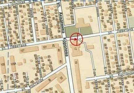 Billboard A in Odessa, 3x6  Левітана вул., сквер Корольова scheme