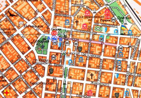 Citylight B in Odessa, 1.8x1.2  Deribasivs'ka st. - Preobrazens'ka st. V scheme