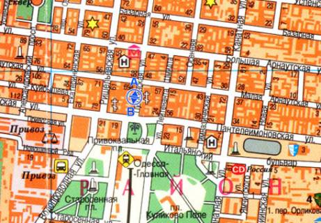 Citylight B in Odessa, 1.8x1.2  Puskins'ka st., 74 V scheme