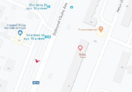 Billboard B in Odessa, 3x6  Добровольського пр., 55 - 10-а Суворовська вул. scheme