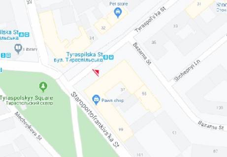 Citylight B in Odessa, 1.8x1.2  Tiraspol's'ka st., 37 scheme