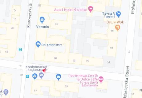 Citylight A in Odessa, 1.8x1.2  M. Arnauts'ka st. - Katerinins'ka st., 87 scheme