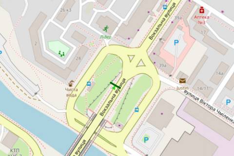 Billboard B in Kropyvnytskyi (Kirovograd), 3x6  Vokzal'na st. (Zovtnevoi Revolucii st.), (m-n Kovalivka) scheme