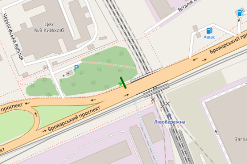 Billboard B in Vasylivka, 3x6  Brovars'kij prosp., 100 m. do z'izdu na Lunacars'kogo scheme