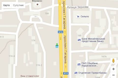 Citylight A in Kharkiv, 1.2x1.8  Gagarina prosp., 174 (zupinka) scheme