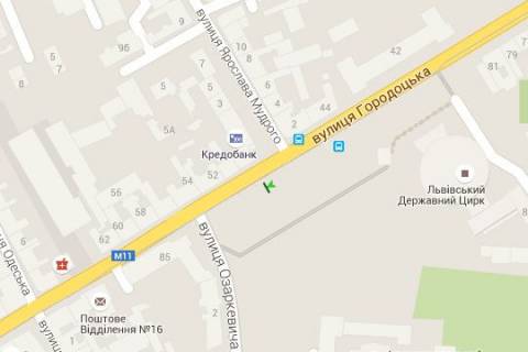 Backlight B in Lviv, 2.3x3.14  Gorodoc'ka st. - Aroslava Mudrogo st. (vid centru) scheme