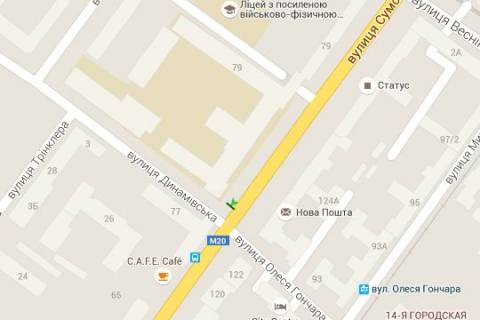 Citylight A in Kharkiv, 1.2x1.8  Sums'ka st. - Dinamivs'ka st. scheme