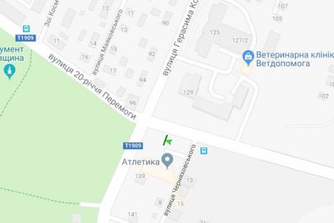 Billboard B in Sumi, 3x6  Sums'koi artbrigadi st. (20 rokiv Peremogi st.) - Gerasima Kondrat'eva st. scheme