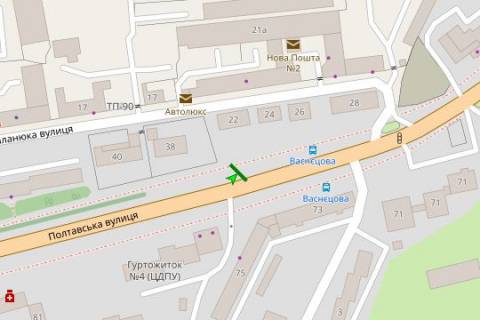 Billboard B in Kropyvnytskyi (Kirovograd), 3x6  Poltavs'ka st., 38 (oblavtodor - 2) scheme