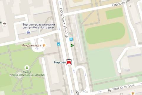 Citylight B in Kharkiv, 1.2x1.8  Nauki prosp. (Lenina prosp.) - Serpova st., (zupinka) No4 scheme