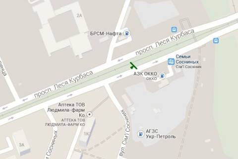 Billboard A in Vasylivka, 6x3  Lesa Kurbasa prosp., zupinka svidkisnogo tramvau "Vst.Sim"i Sosninih" (v naav. pl.Peremogi) scheme