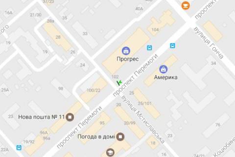 Backlight A in Chernihiv, 1.2x1.8  Peremogi prosp., 102 - Mstislavs'ka st. scheme