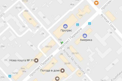 Citylight A in Chernihiv, 1.2x1.8  Peremogi prosp., 102 - Mstislavs'ka st. scheme