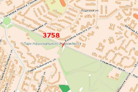 Billboard B in Ternopil, 3x6  Zluki prosp. - Bogdana Lepkogo st. scheme