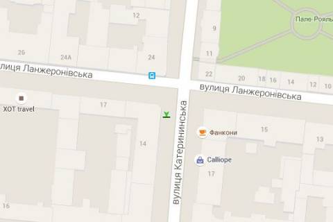 Citylight B in Odessa, 1.2x1.8  Yevropeysʹka st., 14 - Lanzeronivs'ka st. scheme