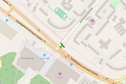 Billboard A in Zaporizhzhya, 3x6  Priberezna avtomagist. - Zaporiz'ka st., (TC "Asan") scheme