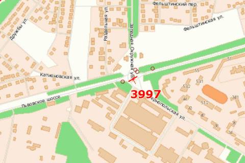 Billboard A in Khmelnitsky, 3x6  L'vivs'ke sose - Zahidna Okruzna st. (vid Kationa) scheme