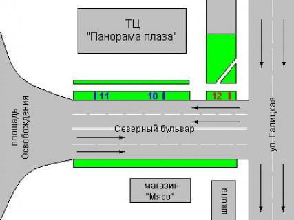 Backlight A in Ivano-Frankivsk, 1.2x1.8  Pivnicnij bul'v. - Galic'ka st. scheme