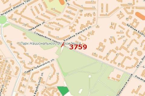 Billboard A in Ternopil, 3x6  Zluki prosp. - Bogdana Lepkogo st. scheme