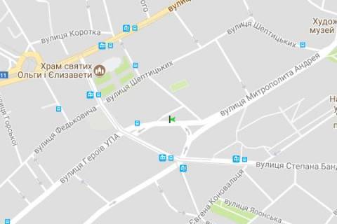 Citylight A in Lviv, 1.2x1.8  Mitropolita Andrea st. - Stepana Banderi st. scheme