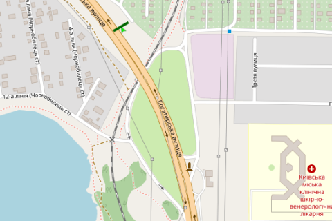 Billboard A in Kyiv, 3x6  Bogatirs'ka st., 550 metriv vid zapravki "OKKO" (u napramku Visgorodu) scheme