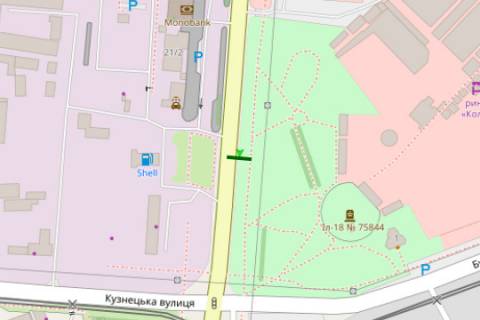 Billboard B in Mykolaiv, 3x6  Bogoavlens'kij prosp. (Zovtnevij prosp.) - Kuznec'ka st. (Skorohodova st.) - Budivel'nikiv st. scheme