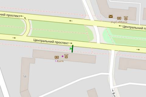 Citylight A in Mykolaiv, 1.2x1.8  Central'nij prosp. (Lenina prosp.), 21 - 8 Berezna st. scheme