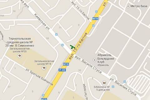 Billboard B in Ternopil, 3x6  Kiivs'ka st. - 15-go Kvitna st. scheme