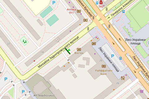 Citylight B in Vasylivka Lesi Ukrainki bul'v. - Konoval'ca Evgena st. (Sorsa st.) scheme