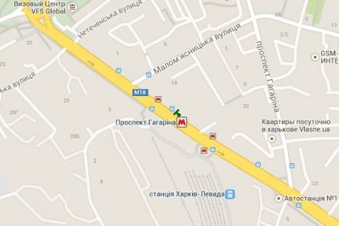 Citylight A in Kharkiv, 1.2x1.8  Vernads'kogo st. - Gagarina prosp., (zupinka No1) (v centr) scheme