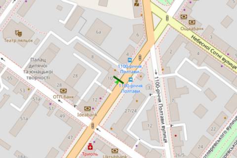 Citylight B in Poltava, 1.2x1.8  Evropejs'ka st., 8 scheme