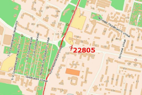 Billboard B in Vasylivka Volodimira Velikogo st., 125 (do st. Kul'parkovs'ka) scheme