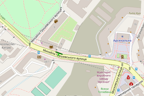 Billboard A in Vasylivka, Нестандарт  Mihajla Grusevs'kogo st., 36, zupinka <<Arsenal'na plosa>> (brenduvanna) scheme