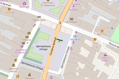 Scrolller, Scroll A in Chernivtsi, 1.2x1.8  Central'na pl., (No3) - Golovna st. - Rus'ka st. - 46969 scheme