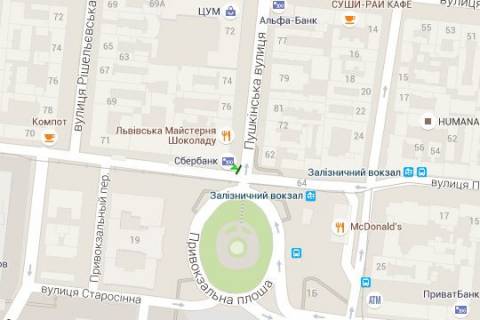 Citylight B in Odessa, 1.2x1.8  Puskins'ka st. - Pantelejmonivs'ka st., 64 - Privokzal'na pl. scheme