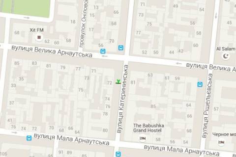 Citylight A in Odessa, 1.2x1.8  Ekaterinins'ka st., 72 - Velika Arnauts'ka st., 69 scheme