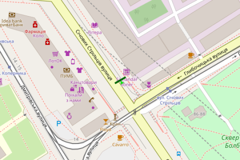 Video Billboard A in Vasylivka, 2.3x3.14  Illenka Uria st., 2/10  - Glibocic'ka st. (TT 6.8 352h484) - 421855 scheme