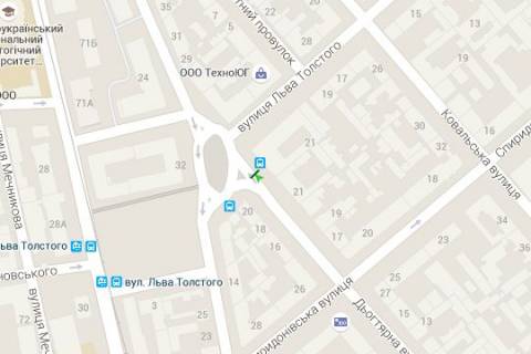 Citylight A in Odessa, 1.2x1.8  L'va Tolstogo pl. - D'ogtarna st. - L'va Tolstogo st. (ostanovka) scheme