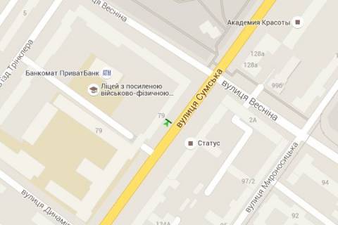 Backlight B in Kharkiv, 1.2x1.8  Sums'ka st., 77/79 scheme