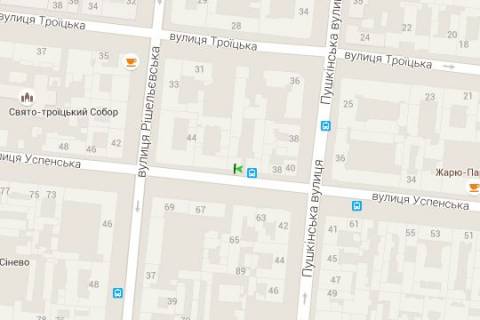 Citylight A in Odessa, 1.2x1.8  Uspens'ka st., 38 - Puskins'ka st. (ostanovka) scheme