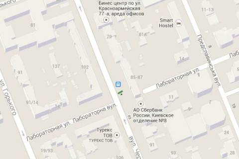 Backlight A in Kyiv, 1.2x1.8  Velika Vasil'kivs'ka st., 85 - Laboratorna st.,  ( "Evropejs'ki gardini") - zupinka grom.transportu scheme