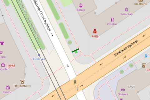 Citylight B in Zhytomyr, 1.2x1.8  Nebesnoi sotni st. - Kiivs'ka st., 39 scheme