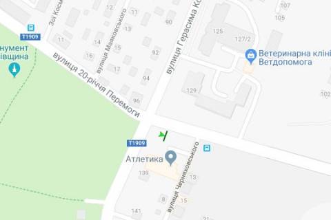 Billboard A in Sumi, 3x6  Sums'koi artbrigadi st. (20 rokiv Peremogi st.) - Gerasima Kondrat'eva st. scheme