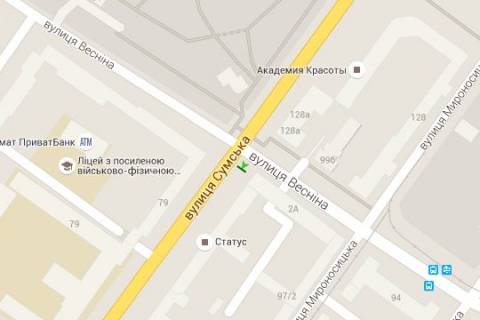 Citylight B in Kharkiv, 1.2x1.8  Sums'ka st. - Vesnina st. scheme