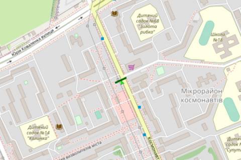 Billboard B in Kropyvnytskyi (Kirovograd), 3x6  Kosmonavta Popova st., (universam "Pivdennij") scheme