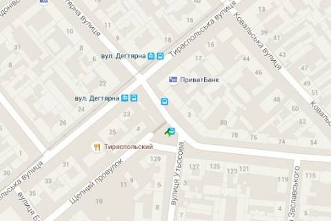 Citylight B in Odessa, 1.2x1.8  D'ogtarna st. - Sepnij prov. - Tiraspol's'ka st. - Uspens'ka st. (ostanovka) scheme