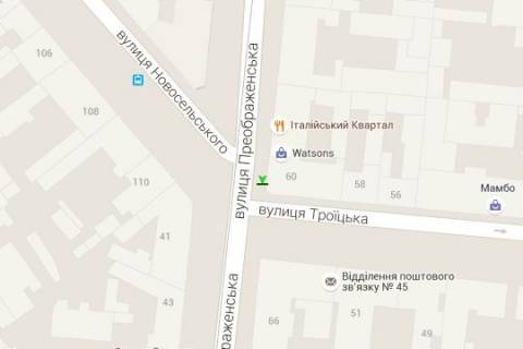 Citylight B in Odessa, 1.2x1.8  Preobrazens'ka st., 62 - Troic'ka st. - Novosil's'kogo st. scheme